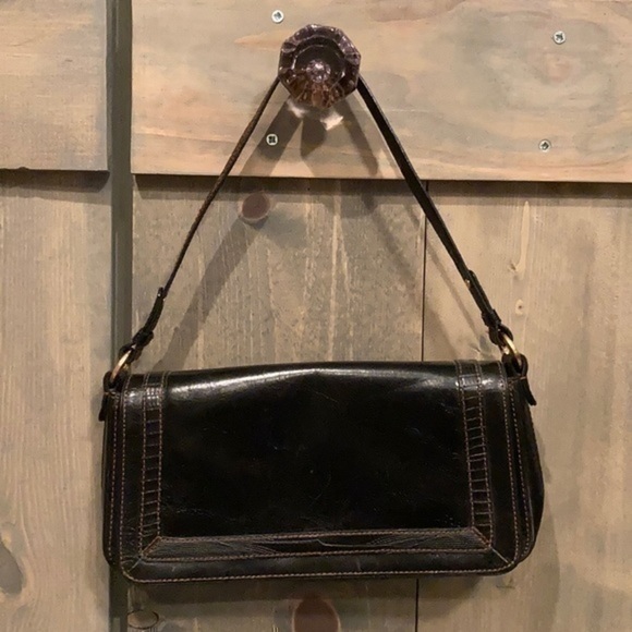 Ellen Tracy black leather shoulder bag purse - Picture 2 of 12